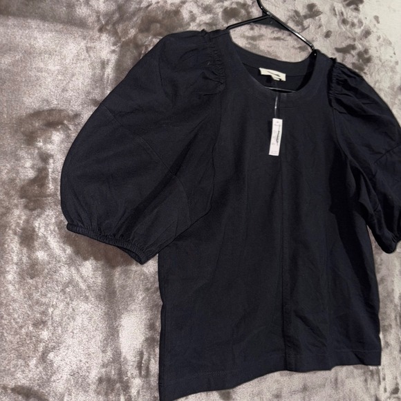 Madewell Womens XS Black Puff Sleeve Crew Neck Cotton‎ Blend Top Blouse - Picture 5 of 12